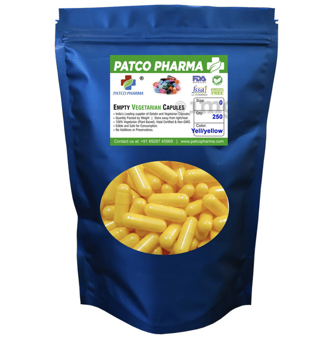 Patco Pharma Empty Vegetarian Capsule Size 0 Yellow