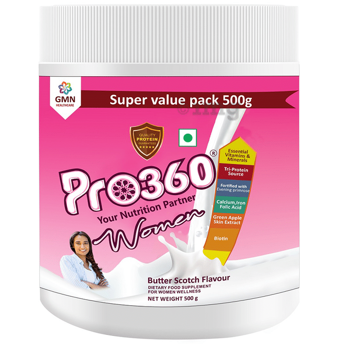 Pro360 Women Protein with Calcium, Iron, Vitamins & Minerals | Flavour Butterscotch Powder