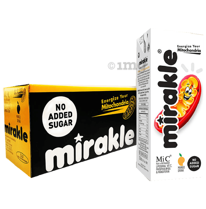 Mirakle Liposomal Vit-C, Phospholipids & Mangiferin Drink (200ml Each) Mango No Added Sugar