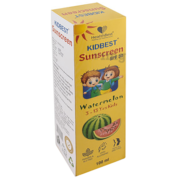HealthBest Kidbest Sunscreen SPF 30 Watermelon 3 to 13 yrs Kids