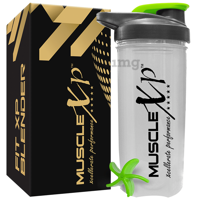 MuscleXP Fit XP Blender Gym Shaker Transparent & Green
