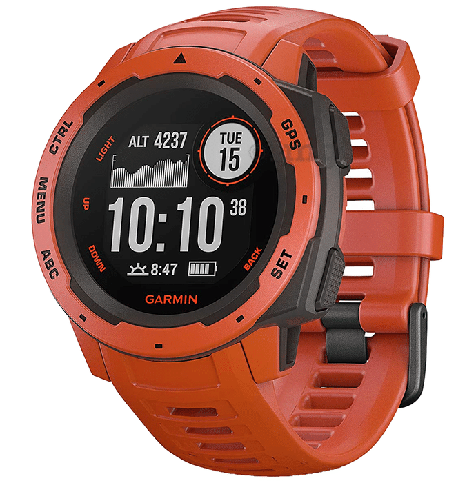 Garmin Instinct Wearable GPS Running Smartwatch Flame Red