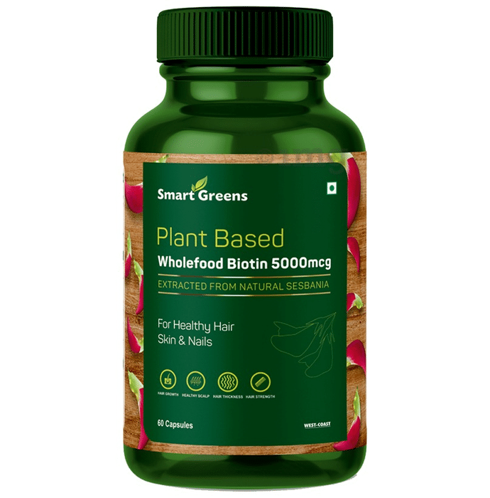 Smart Greens Plant Based Wholefood Biotin 5000mcg Capsule