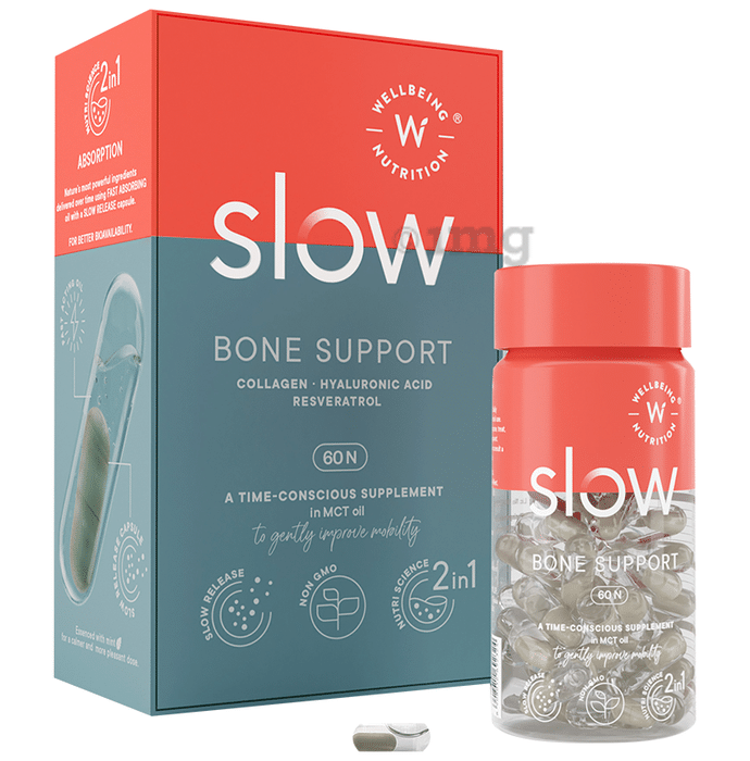 Wellbeing Nutrition Slow Bone Support with Collagen, Hyaluronic Acid & Resveratrol | Capsule