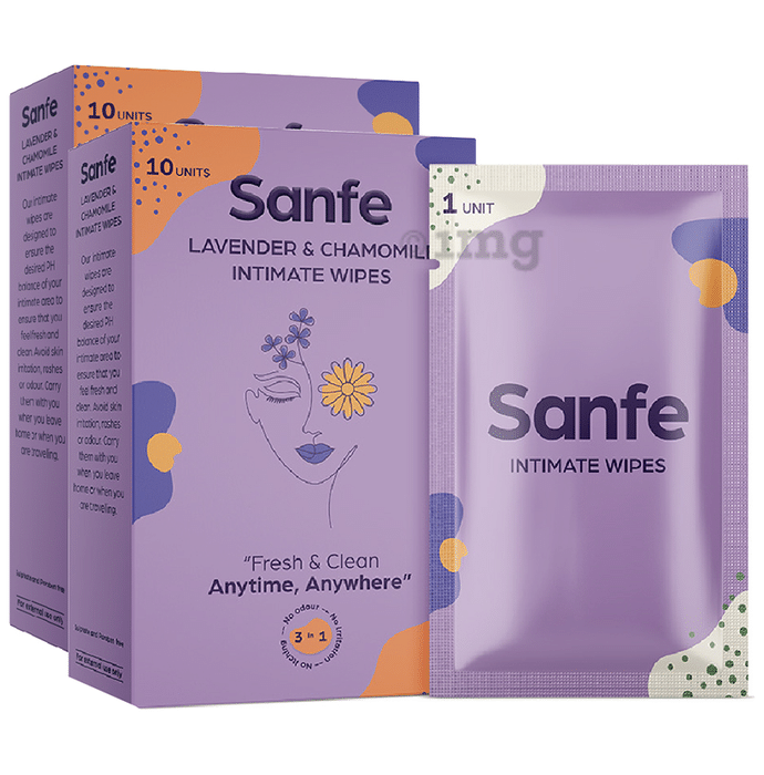 Sanfe Intimate Wipes (10 Each) Lavender & Chamomile