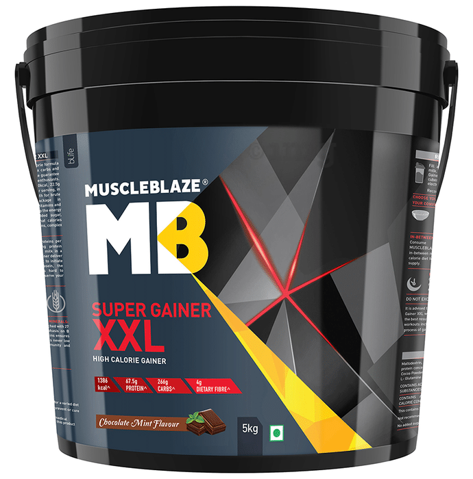 MuscleBlaze Super Gainer XXL for Muscle Growth | No Added Sugar | Chocolate Mint