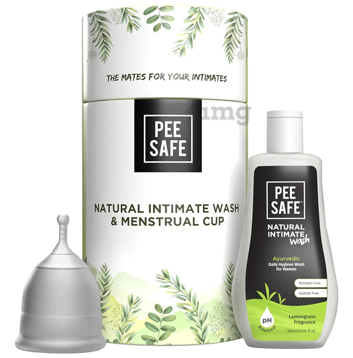 Pee Safe Natural Intimate Wash 105ml & Menstural Cup Large