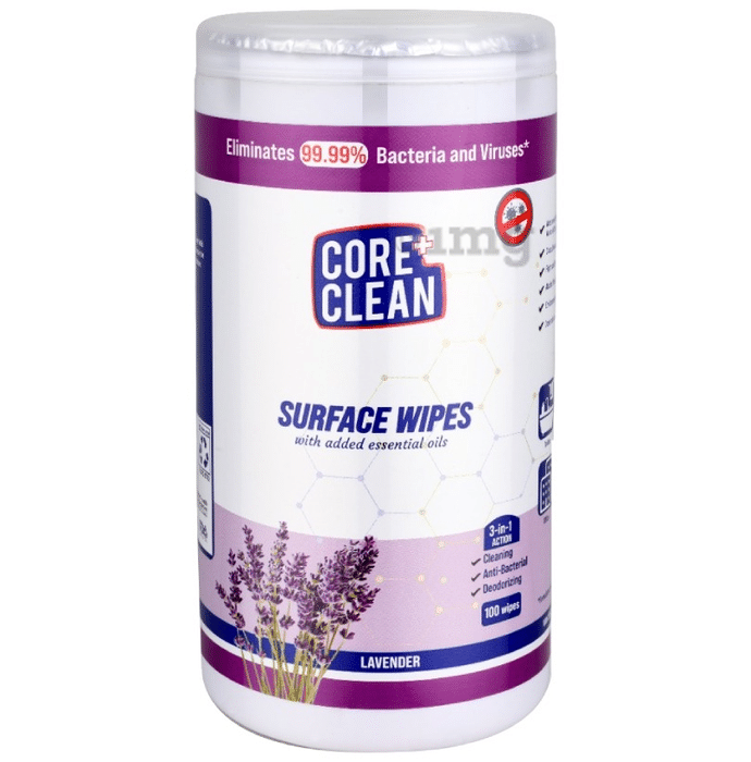 Core Clean Surface Wipes (100 Each) Lavender