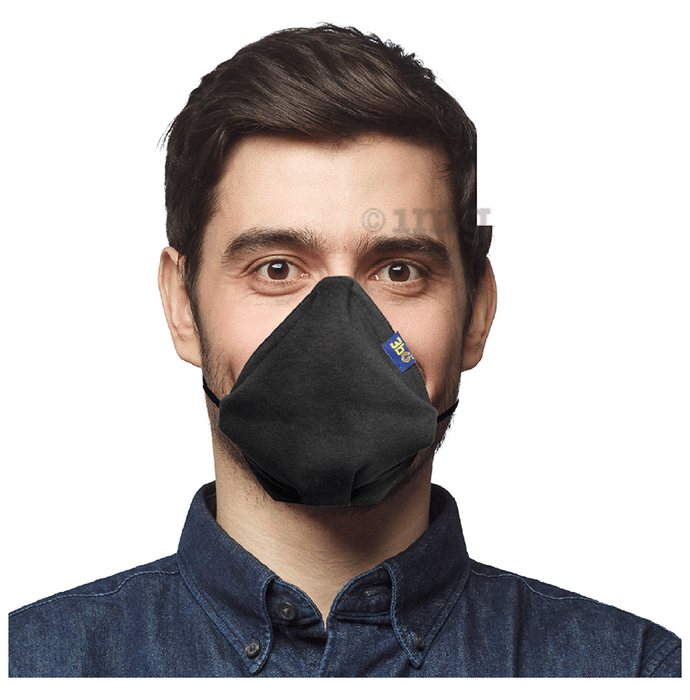 3bo Medium Black Deltoid Lite Face Mask with Knit Fabric