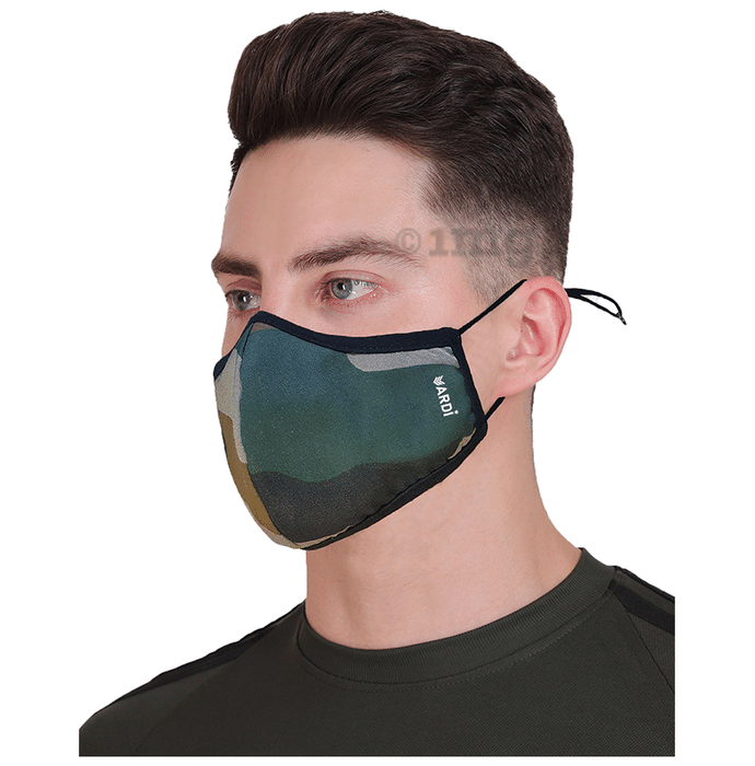 Kawach Reusable & Washable Protective Cotton Vardi Face Mask Free Size Khaki Green