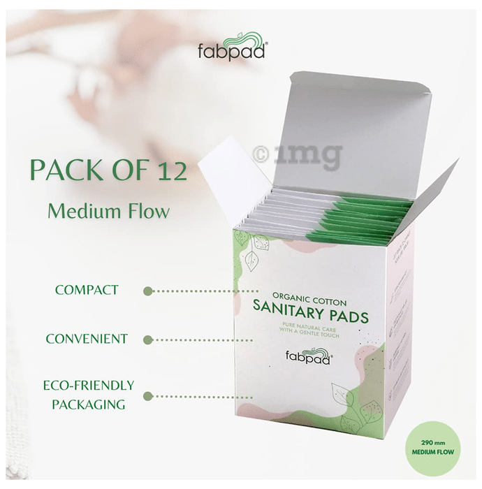 Fabpad Organic Cotton Sanitary Medium Flow: Buy box of 12.0 pads