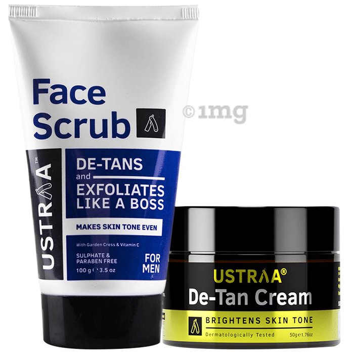 Ustraa Total De-Tan Kit (De Tan Face Scrub 100g & Face Cream 50g)