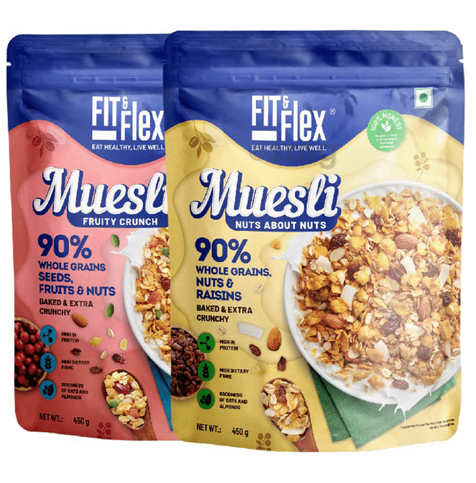 Fit & Flex Combo Pack of Muesli Fruity Crunch & Nuts About Nuts (450gm Each)