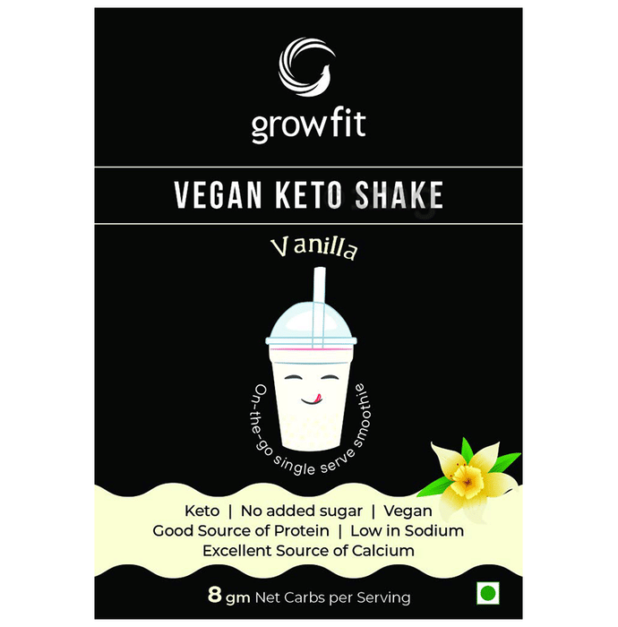 Growfit Vegan Keto Shake Sachet (60gm Each) Vanilla