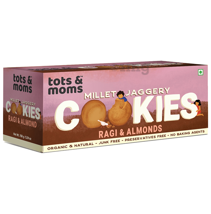 Tots and Moms Millet Jaggery Cookies (150gm Each) Ragi & Almonds