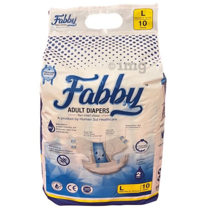 Fabby Fabby Adult Diaper (10 Each) Large