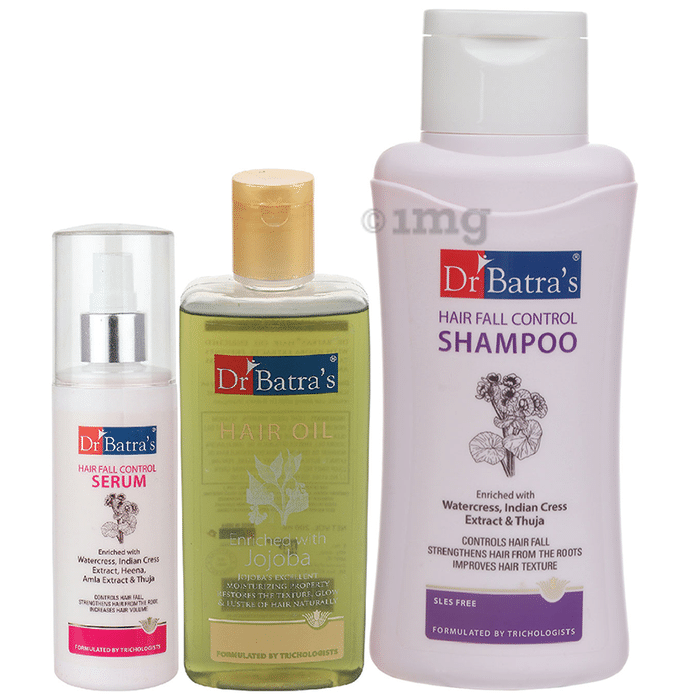 Dr Batra's Combo Pack of Hair Fall Control Serum 125ml, Hair Oil 200ml and Hair Fall Control Shampoo 500ml