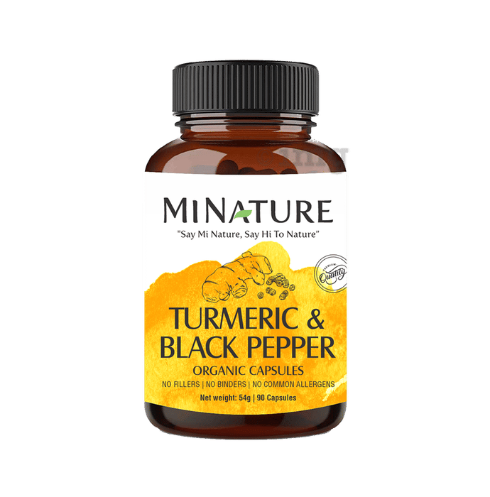 Minature Turmeric & Black Pepper Organic Capsule Buy bottle of 90