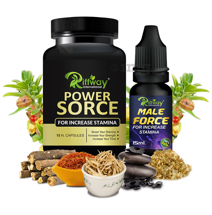 Riffway International Combo Pack of Power Sorce 15 Capsule & Male Force Oil 15ml