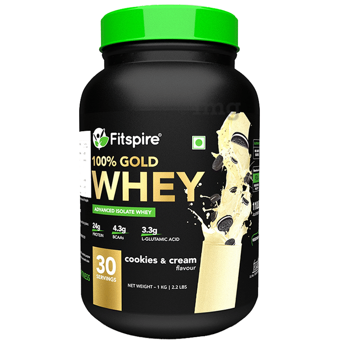 Fitspire 100% Gold Whey Advanced Isolate Protein Powder Cookies & Cream