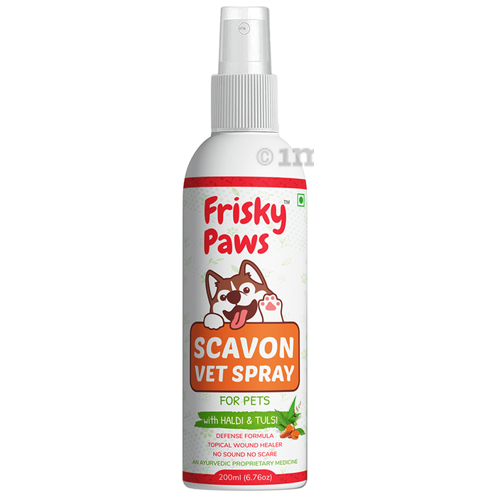 Frisky Paws Scavon Vet Spray for Pets with Haldi & Tulsi (200ml Each)