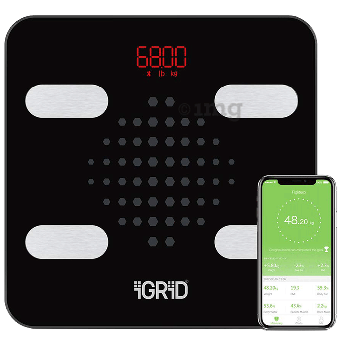 iGRiD IGBWS 864 Smart Digital Body Fat Weight Scale Black