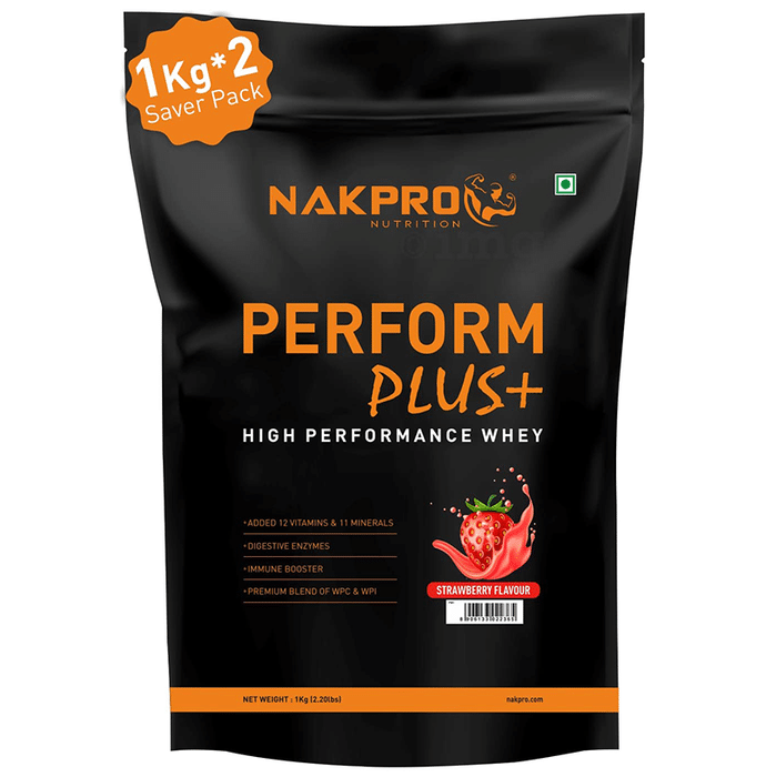 Nakpro Nutrition Perform Plus High Performance Whey Protein Powder (1kg Each) Strawberry
