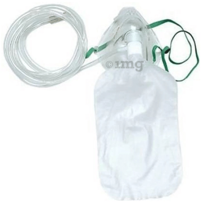 PHS Oxygen Mask with Tubing, Connector & Reservoir Bag Free Size Transparent