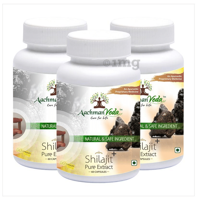 Aachman Veda Shilajit+ Pure Extract Ashwagandha with Safed Musli Capsule (60 Each)