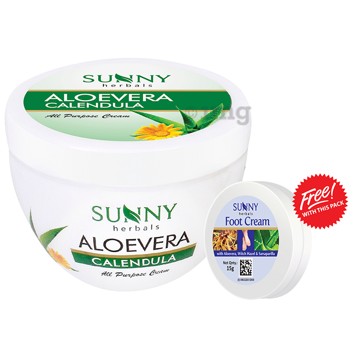 Sunny Herbals Aloevera Calendula Cream with 15gm Foot Cream Free