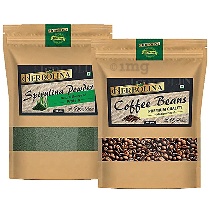 Herbolina Combo  Pack of Spirulina Powder & Coffee Beans (100gm Each)