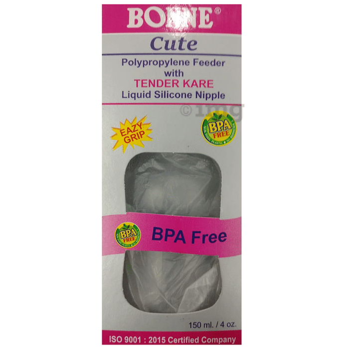 Bonne Cute Polypropylene Feeder With Tender Kare Liquid Silicone Nipple BPA Free