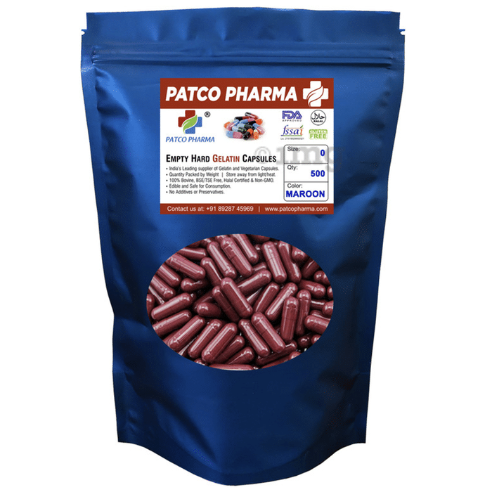 Patco Pharma Empty Hard Gelatin Capsule Size 0 Maroon