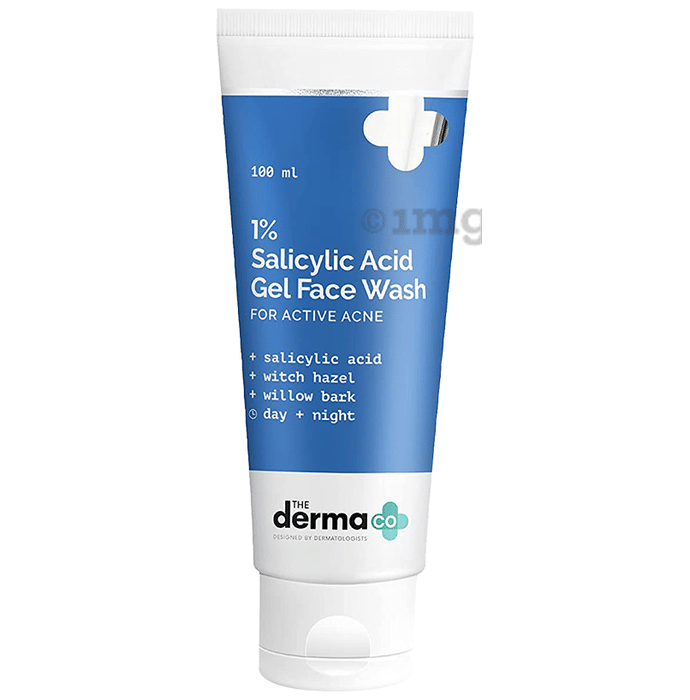 The Derma Co 1% Salicylic Acid Day & Night Face Wash Gel | For Active Acne