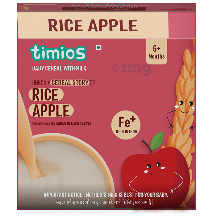 Timios Baby Cereal with Milk 6+ Month (25gm Each) Rice Apple