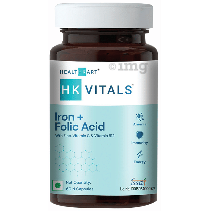 HealthKart HK Vitals Iron + Folic Acid with Zinc, Vitamin C & Vitamin B12 Capsule
