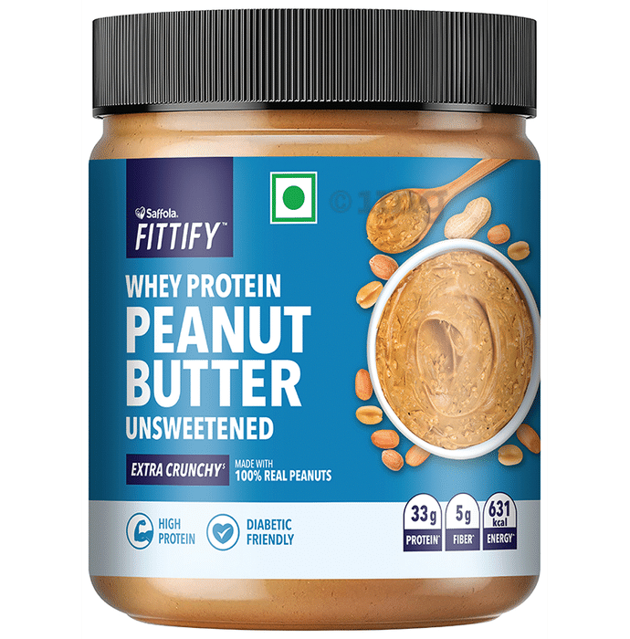 Saffola Fittify Whey Protein Peanut Butter Unsweetened Extra Crunchy