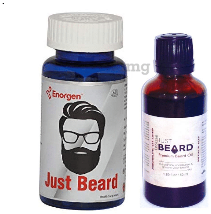 Enorgen Combo Pack of Just Beard 60 Capsule & Just Beard Premium Beard Oil 50ml