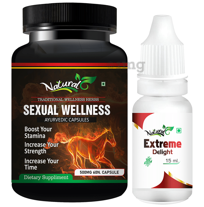 Natural Combo Pack of Sexual Wellness 500mg, 60 Capsule & Extreme Delight 15ml