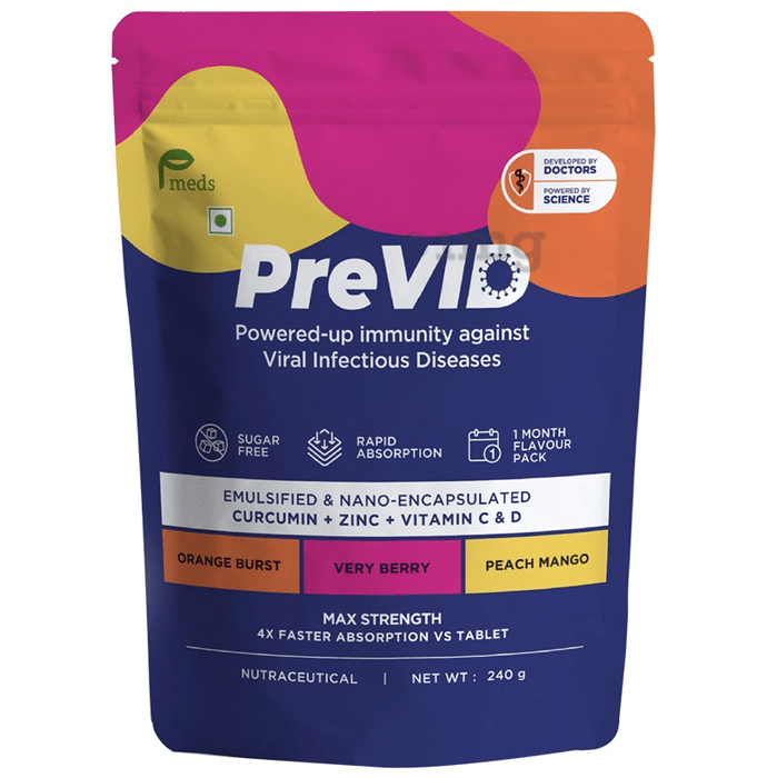 Pmeds PreVid Immunity Boosting Sachet (8gm Each) Sugar Free 1 Month Flavour Pack Assorted