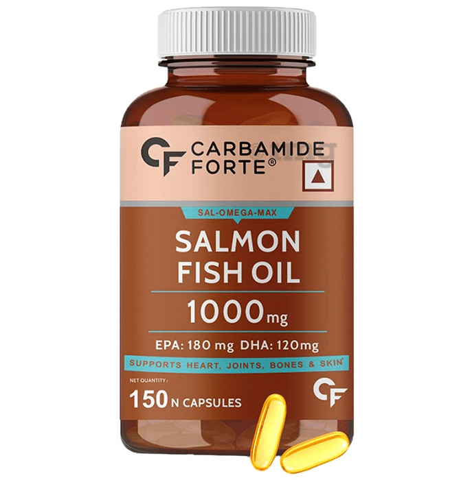 Carbamide Forte Salmon Fish Oil with 1000mg | Rich in Omega 3 | | Softgel Capsule for Heart, Joints, Bones & Skin Health