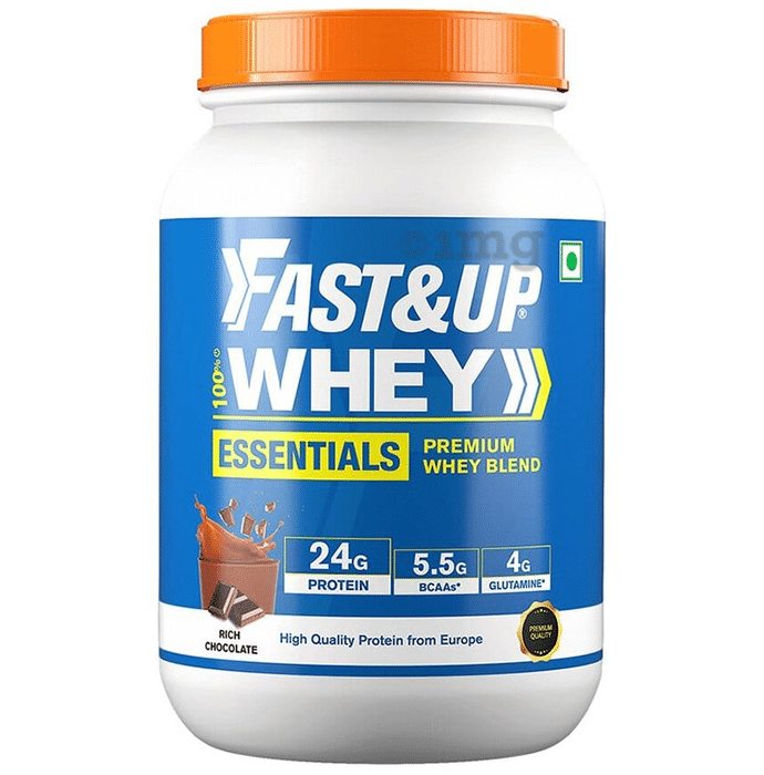 Fast&Up 100% Whey Protein Blend with BCAA & Glutamine for Muscle Support | Flavour Rich Chocolate