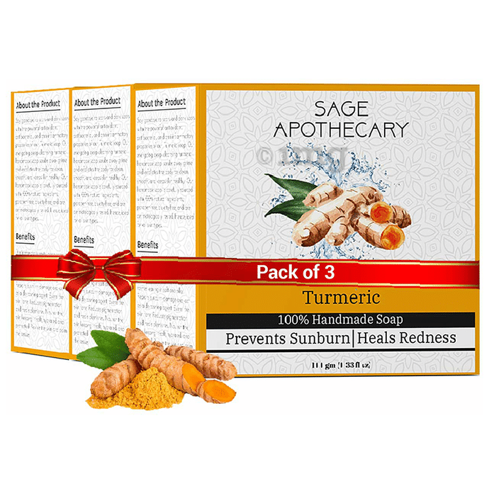 Sage Apothecary Combo Pack of 100% Hand Made Soap (100gm Each) Turmeric