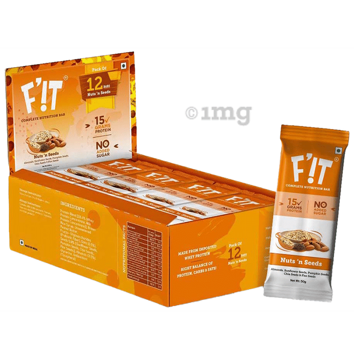 F'it Complete Nutrition Bar (50gm Each) Nut 'N Seeds
