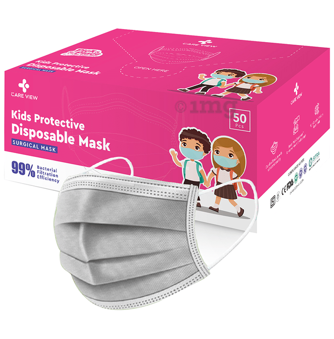 Care View Kids 4 Ply Protective Disposable Surgical Face Mask Grey