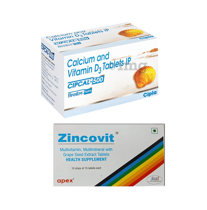 Combo Pack of Cipcal 500 Tablet & Zincovit Tablet (15 Each)