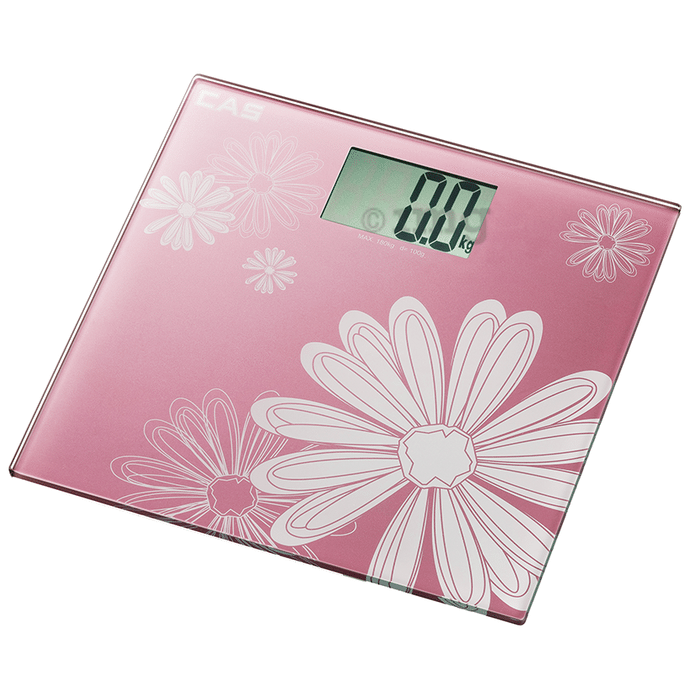 CAS Thick Tempered Glass LCD Display Digital Human Body Weighing Machine Pink