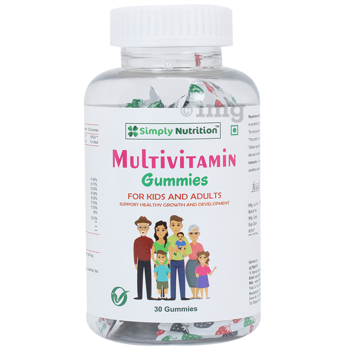 Simply Nutrition Multivitamin Gummies for Kids and Adults | Supports Healthy Growth & Development | Flavour Strawberry
