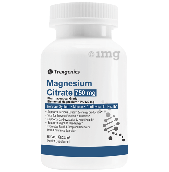 Trexgenics Magnesium Citrate 750mg Veg. Capsules