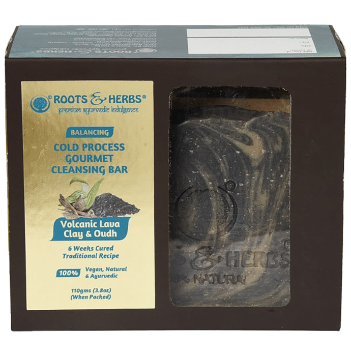 Roots and Herbs Cold Process Gourmet Cleansing Bar Volcanic Lava Clay & Oudh
